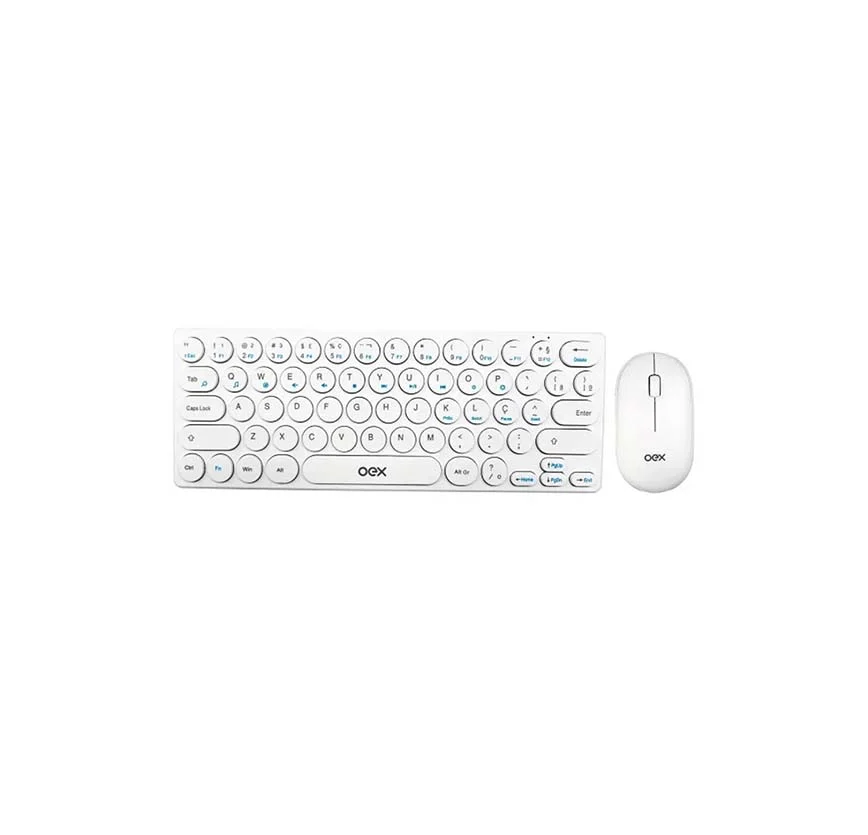 Imagem 5 de 5 do produto Kit Teclado E Mouse Sem Fio Branco Retro Oex Slim Pop Silent