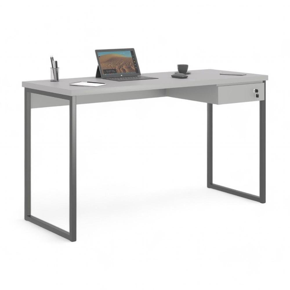 Mesa Home Office Escrivaninha Industriale 1,20 Cinza Com Gaveteiro