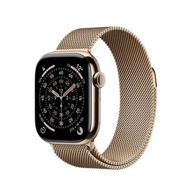 Apple Watch Series 11 Gps + Cellular - Caixa Dourada De Titânio – 42 Mm - Pulseira Dourada Estilo Milanês