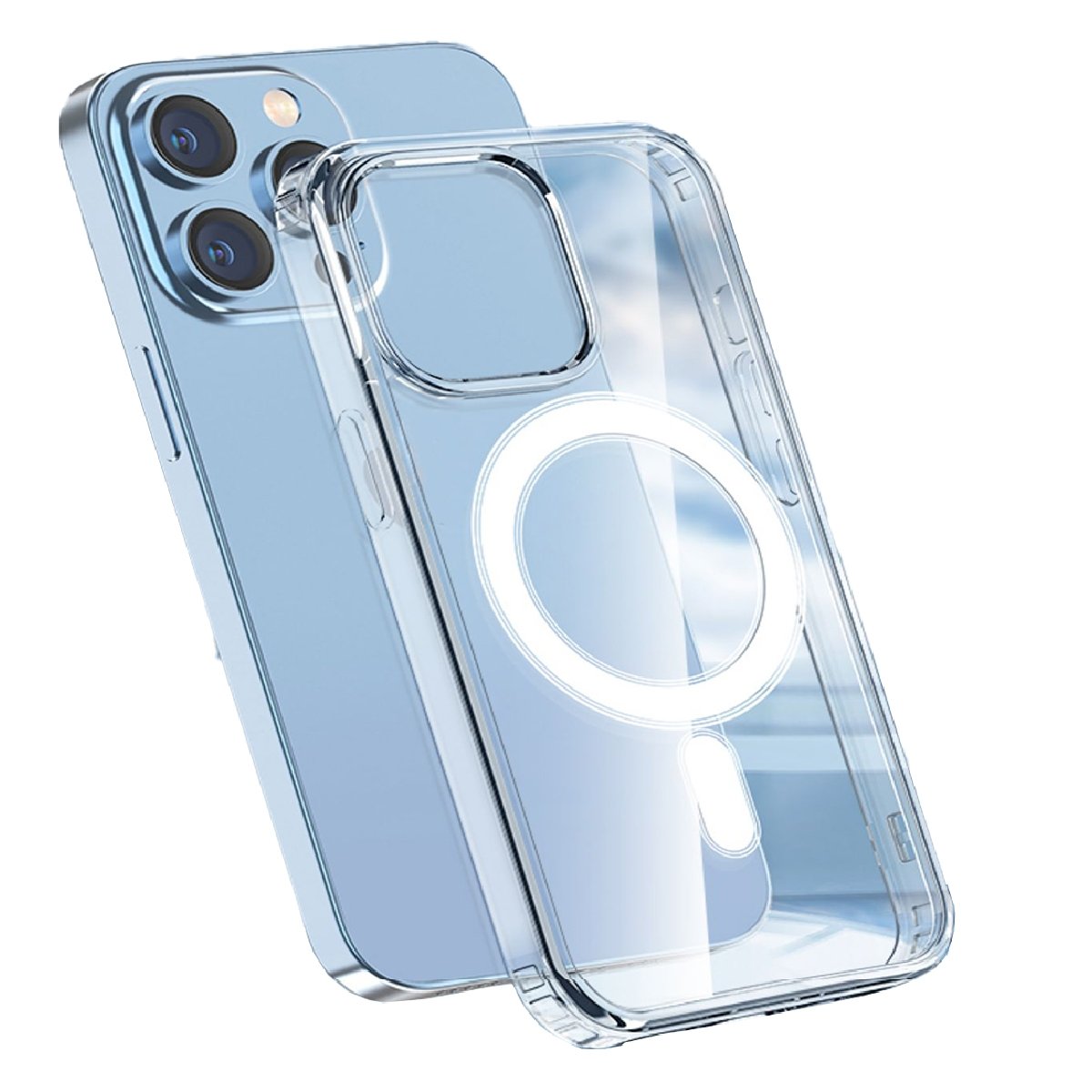 Kit 2 Capas Capinha Magsafe Transparente Compatível Com Iphone 12 13 14 15 16 17 Pro Max Magnética Cor:transparente;tama