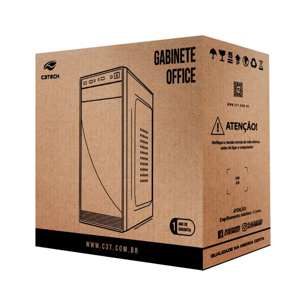 Imagem 5 de 5 do produto Gabinete C3tech Mt-36bk Mid Tower Usb S/ Fan C/ Fonte Preto