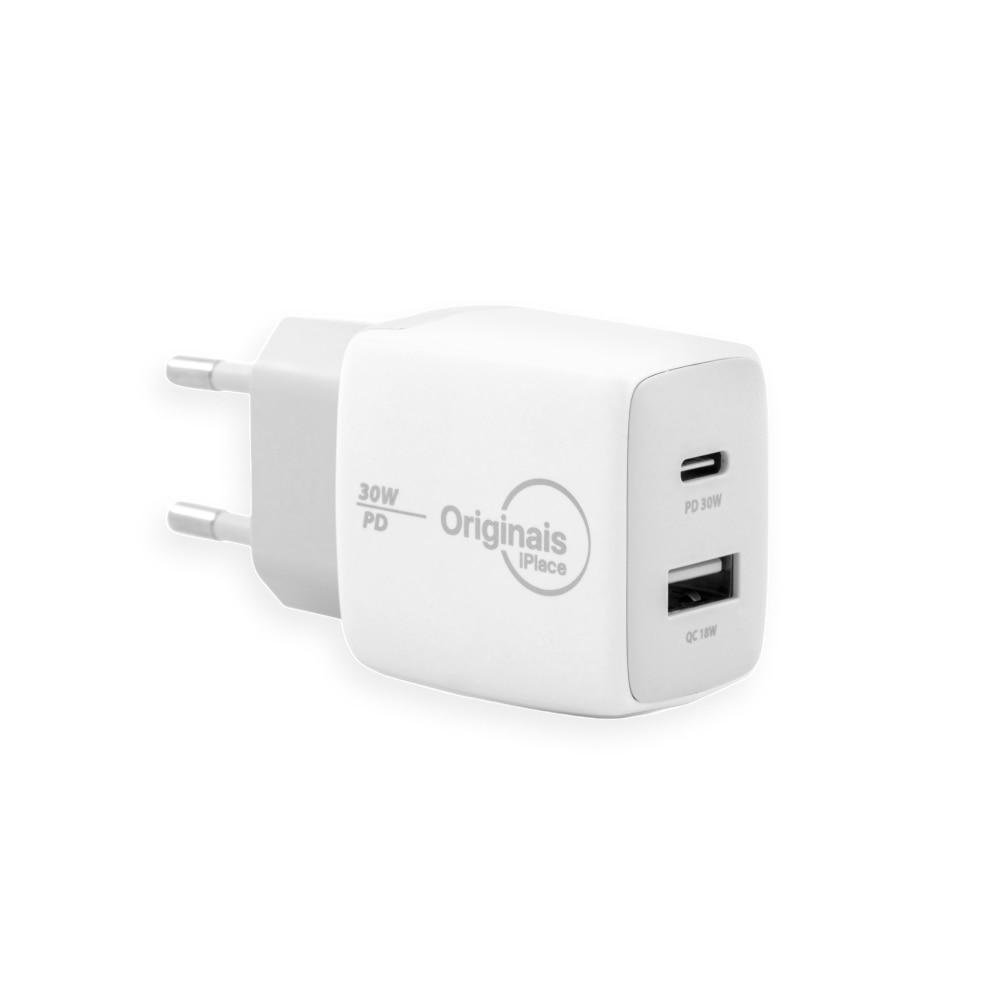Carregador Usb-c/usb, 30w, 2 Portas,   Iplace