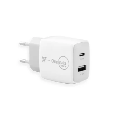 Carregador Usb-c/usb, 30w, 2 Portas,   Iplace