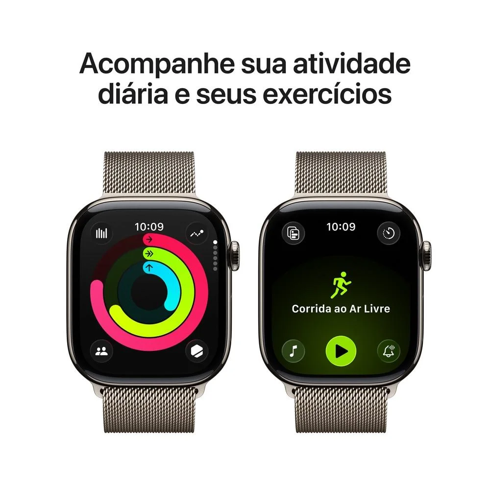 Imagem 2 de 5 do produto Apple Watch Series 11 Gps + Cellular - Caixa Natural De Titânio – 46 Mm - Pulseira Natural Estilo Milanês – M/g
