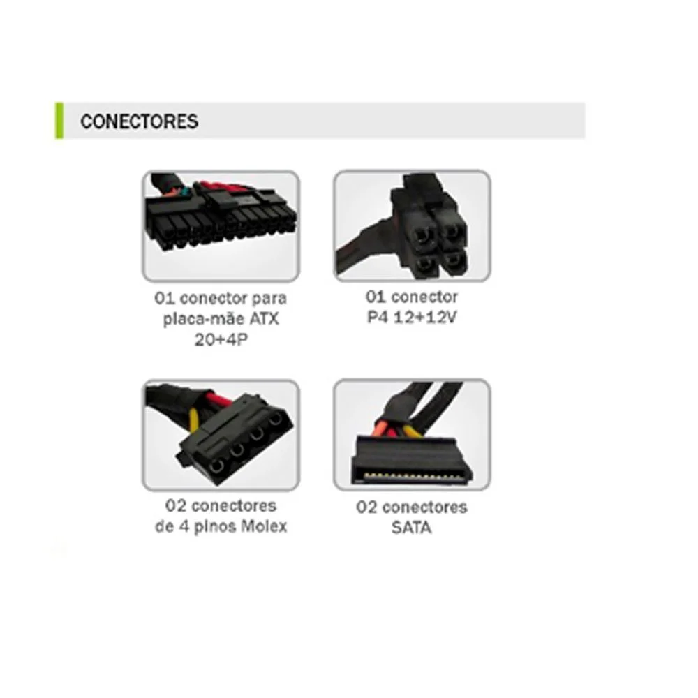 Imagem 2 de 2 do produto Fonte Atx 20+4  Kmex 200w Sem Cabo