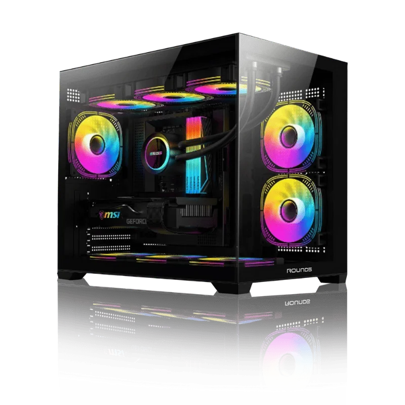 Gabinete Gamer Round5 Blast Black (m-atx / Aquario / Frontal Vidro / Sem Fan)