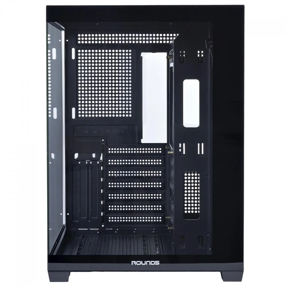 Imagem 2 de 5 do produto Gabinete Gamer Round5 Genos Black, Aquário, Mid Tower, Lateral De Vidro, Atx, Sem Fans, Preto, R5-genos-b-2189