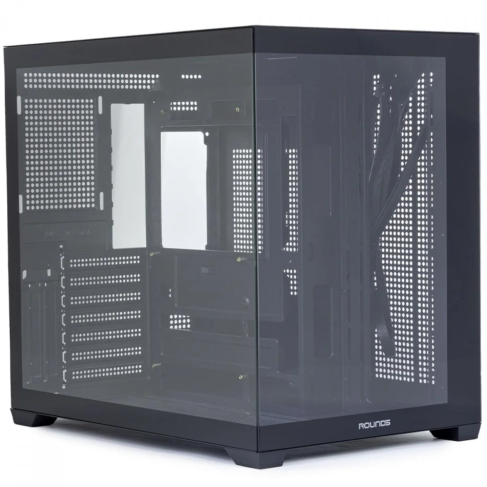 Imagem 4 de 5 do produto Gabinete Gamer Round5 Genos Black, Aquário, Mid Tower, Lateral De Vidro, Atx, Sem Fans, Preto, R5-genos-b-2189