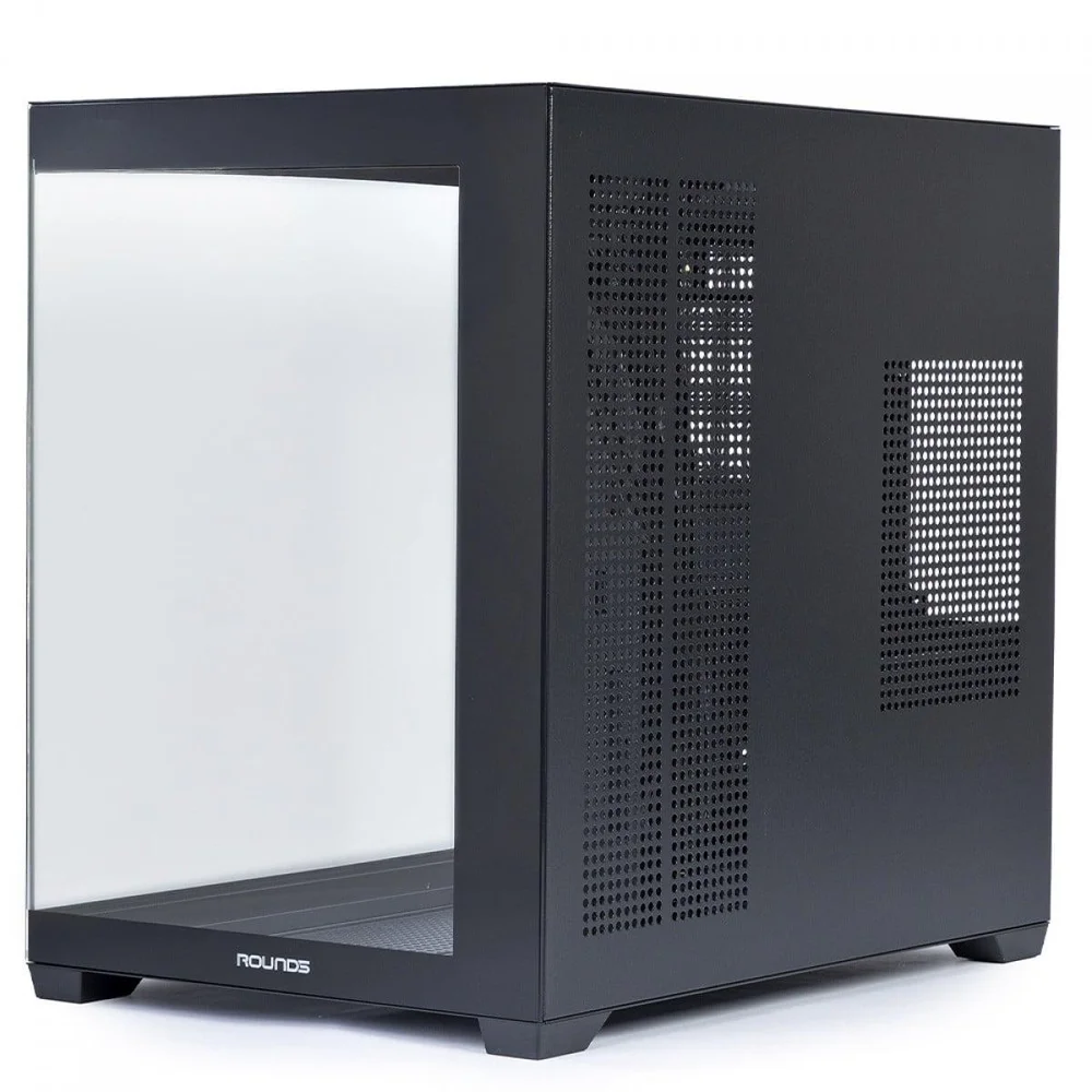 Imagem 5 de 5 do produto Gabinete Gamer Round5 Genos Black, Aquário, Mid Tower, Lateral De Vidro, Atx, Sem Fans, Preto, R5-genos-b-2189