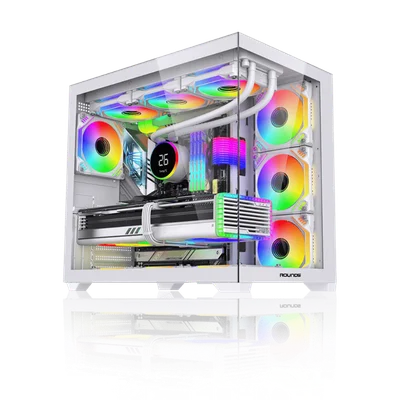 Gabinete Gamer Round5 Genos White (atx / Aquario / Frontal Vidro / Sem Fan)