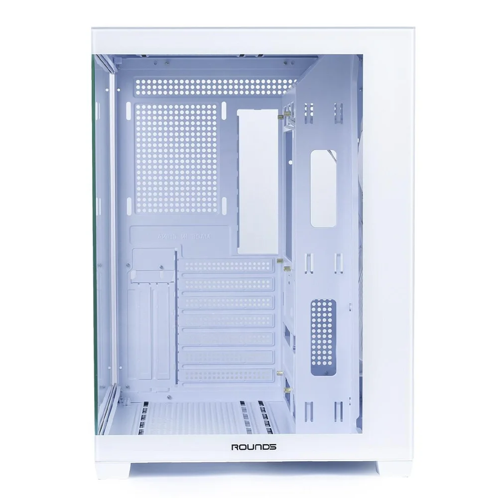 Imagem 2 de 5 do produto Gabinete Gamer Round5 Genos White, Aquário, Mid Tower, Lateral De Vidro, Atx, Sem Fans, Branco, R5-genos-w-2190