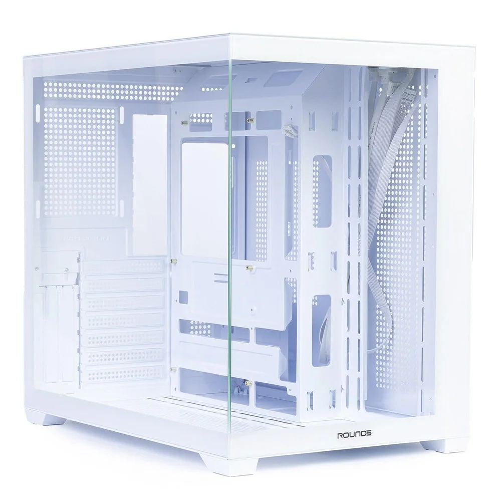 Imagem 3 de 5 do produto Gabinete Gamer Round5 Genos White, Aquário, Mid Tower, Lateral De Vidro, Atx, Sem Fans, Branco, R5-genos-w-2190