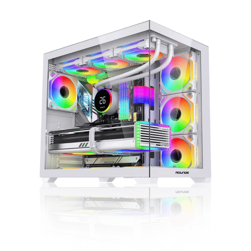 Gabinete Gamer Round5 Genos White (atx / Aquario / Frontal Vidro / Sem Fan)
