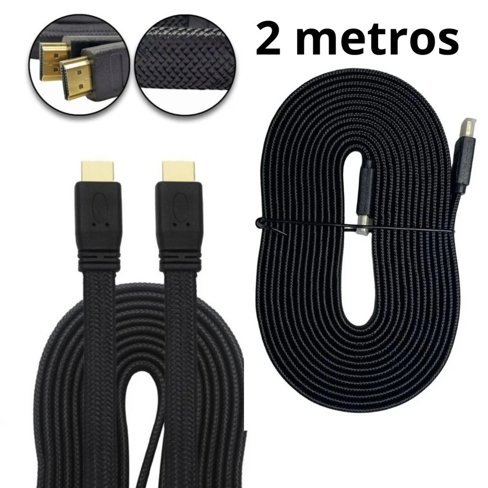 Imagem 4 de 5 do produto Cabo HDMI 2 Metros 4k Ultra Hd Nylon Para Ps5 Tv 2.0