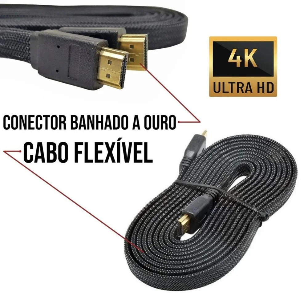 Imagem 5 de 5 do produto Cabo HDMI 2.0 5 Metros Blindado Nylon 4k 8k Ultra Hd Ps5 XBOX 2.0
