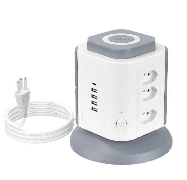 Torre De Tomadas Extensão Bivolt 9 Tomadas 4 Usb 1 Tipo C Coibeu