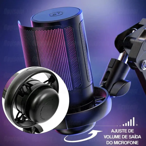 Imagem 2 de 5 do produto Microfone Gamer RGB Usb Para PC Mt1060r (preto)