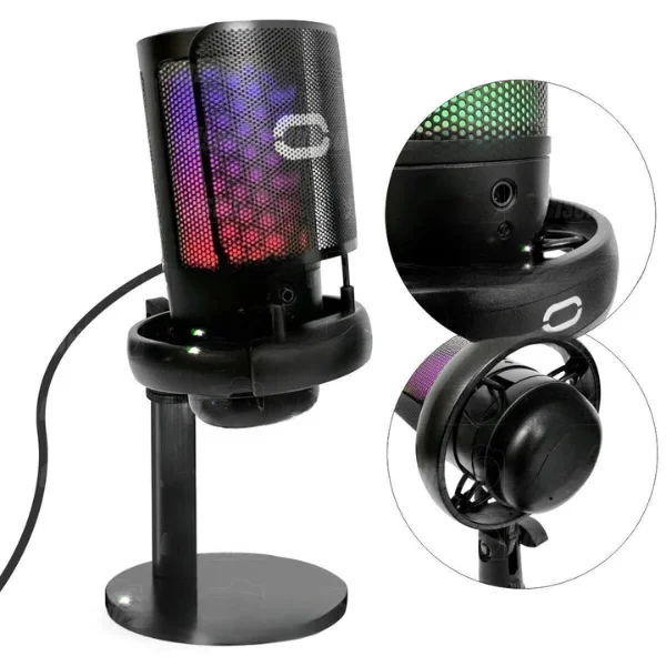 Imagem 3 de 5 do produto Microfone Gamer RGB Usb Para PC Mt1060r (preto)