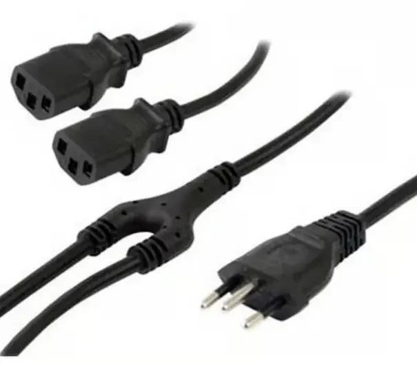 Imagem 3 de 3 do produto Cabo De Força Tripolar 10a Y 1macho X 2femea Iec 1,7m