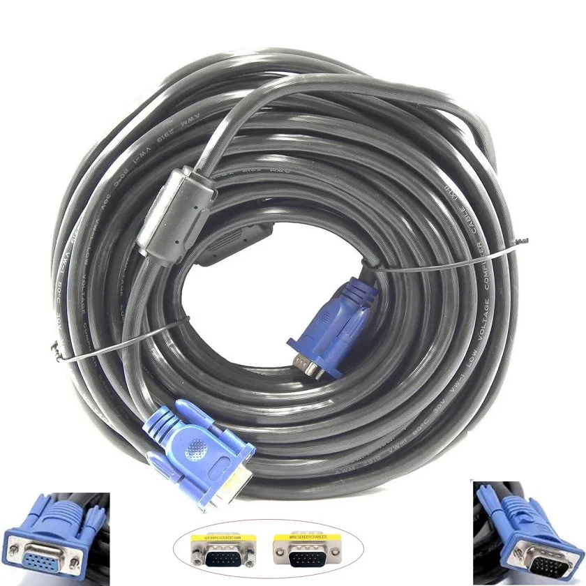 Imagem 3 de 3 do produto Cabo Extensor Vga 15 Macho X 15 Fêmea 15,0 Metros Com Filtro