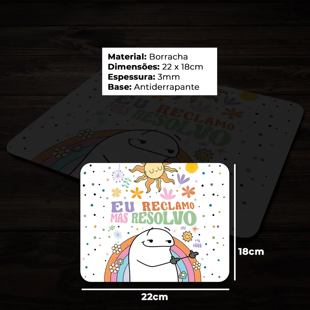 Imagem 3 de 4 do produto Mouse Pad Divertido Flork Vibes - Eu Reclamo Mas Resolvo