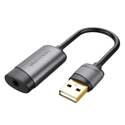 Adaptador De Som Usb 71 Vention Para Fones E Microfone Cinza