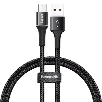Cabo Usb Baseus LED Micro 3a Carregamento Rapido Android 1m Black