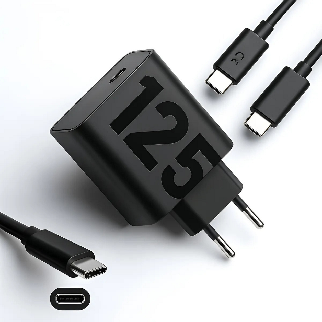 Carregador Turbo 125w Usb-c Universal – Carregamento Rápido, Compatível Com Samsung, Xiaomi, Motorola E Outros, Cabo 1 Metro Incluso, Alta Velocidade E Segurança