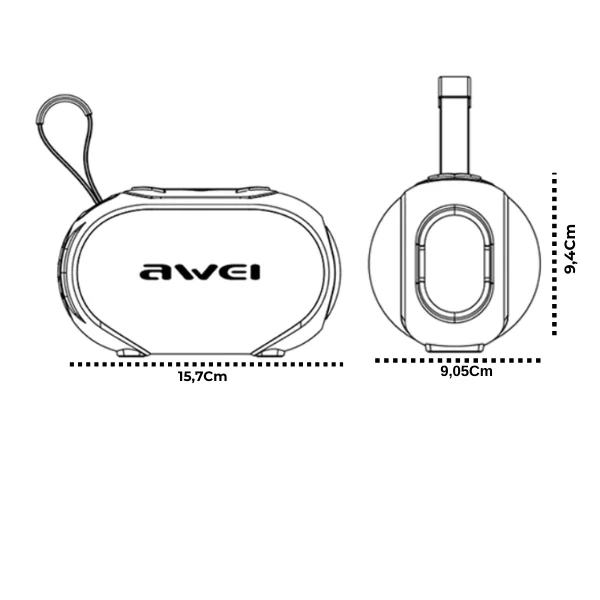Imagem 2 de 4 do produto Caixa De Som Bluetooth Awei Ka1 5w Tws Com Resistência À Água Ipx5 E Microfone Integrado  Portáti
