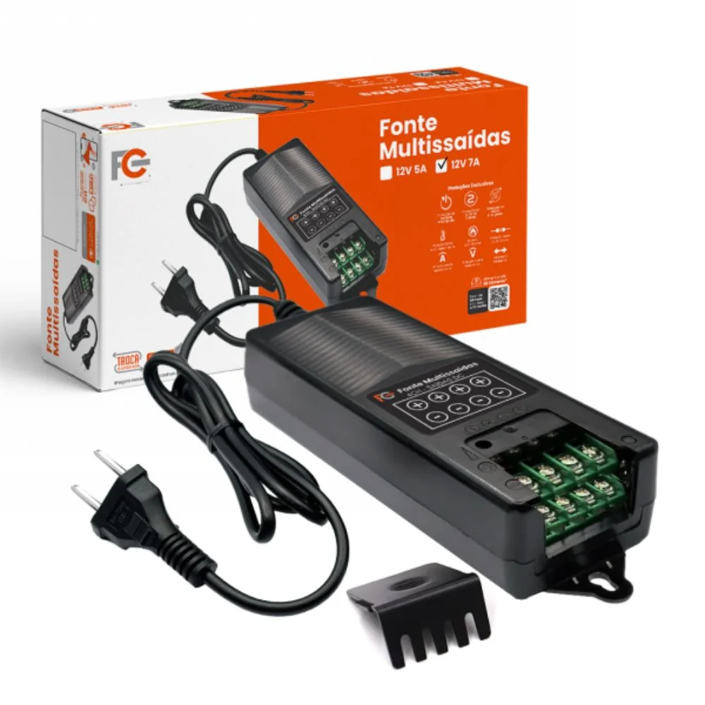 Fonte De Alimentação 12v 7a 4 Saída Fc1207m4n