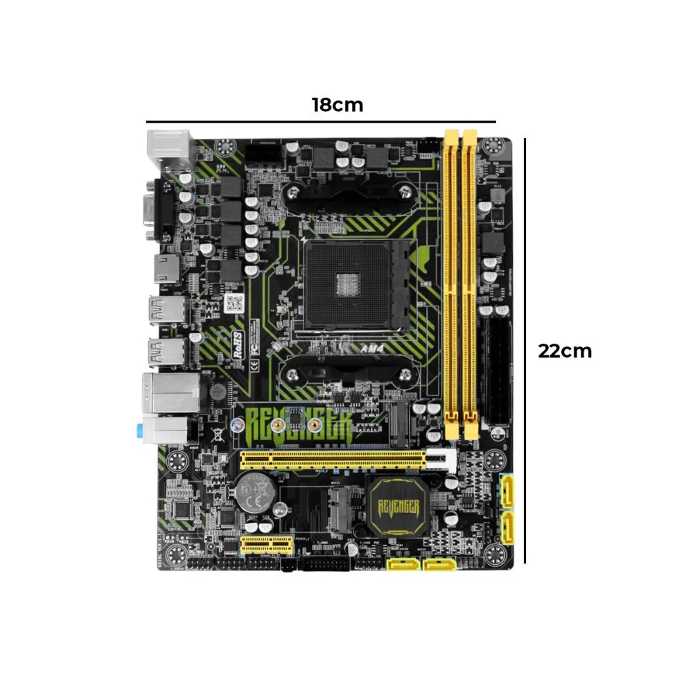 Placa-mãe B450 Axd Ryzco B450 Am4 Micro-atx Gamer Ddr4 3200mhz M.2 HDMI 8