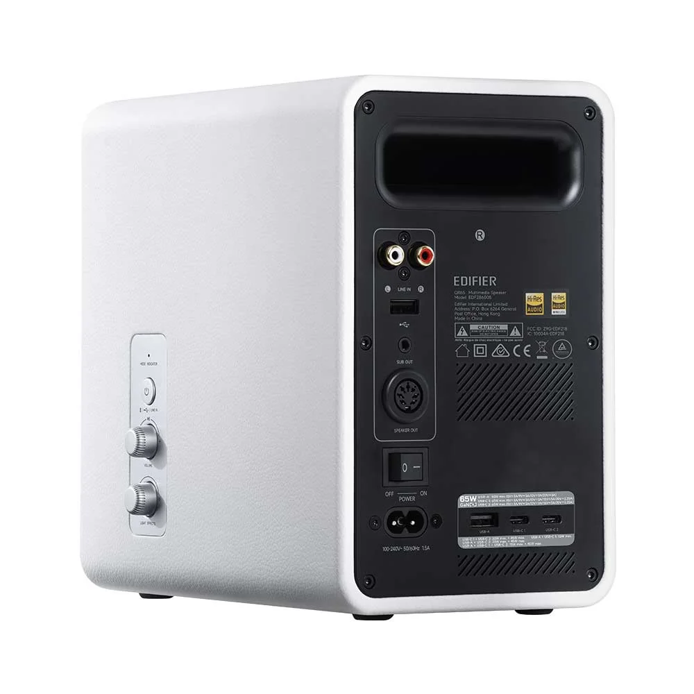 Imagem 2 de 5 do produto Caixa de som Bluetooth, 70W RMS, Design Minimalista, Painel 3D frontal, Hi-Res, Bivolt - QR65 EDIFIER Branca
