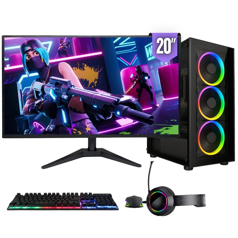 PC Gamer Completo Bluepc Force, Amd Ryzen 5, Radeon Rx, 32gb Ddr4, SSD 1TB, Fonte 500w, Monitor LED 20" - Pgbp-for111