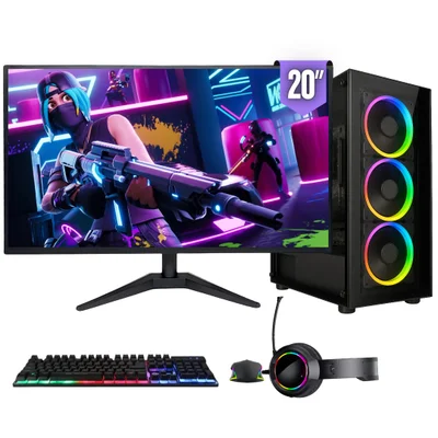 PC Gamer Completo Bluepc Force, Amd Ryzen 5, Radeon Rx, 16gb Ddr4, SSD 512gb, Fonte 500w, Monitor LED 20" - Pgbp-for108