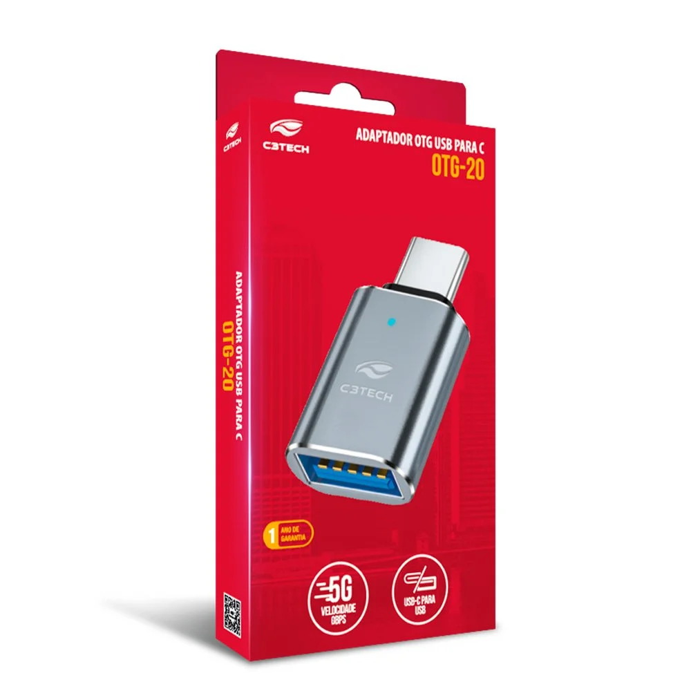 Imagem 3 de 5 do produto Adaptador Otg C3tech Usb-c Macho / Usb-a 3.0 Fêmea, Alta Velocidade De Até 5 Gbps, - Otg-20