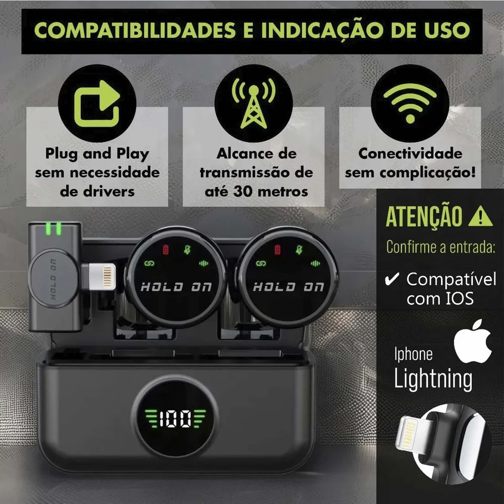 Imagem 2 de 5 do produto Microfone De Lapela Duplo Imã Anti-ruído Para Iphone 7 Ao 14
