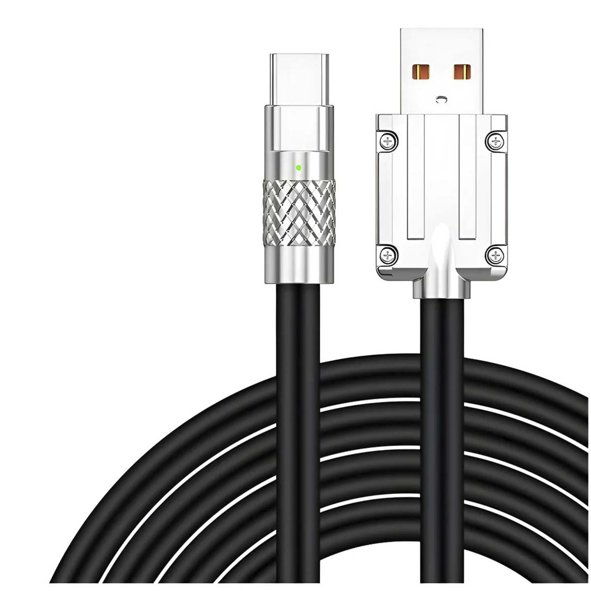 Cabo Usb C Tipo C Turbo Metal Silicone 120w 5a Flexive Preto