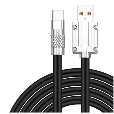 Cabo Usb C Tipo C Turbo Metal Silicone 120w 5a Flexive Preto