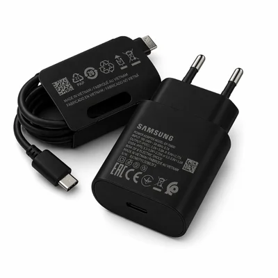Carregador Samsung   25w Tipo C Super Rápido Cor:PRETO