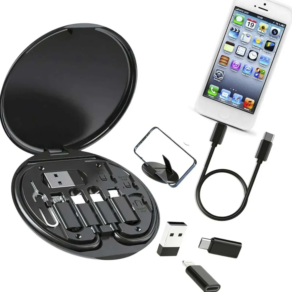 Imagem 3 de 5 do produto Kit Multi Adptador Cabo Usb C Otg Usb Para Lightning Preto
