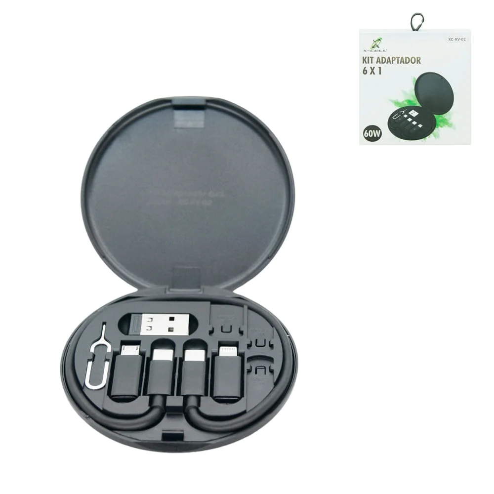 Imagem 5 de 5 do produto Kit Multi Adptador Cabo Usb C Otg Usb Para Lightning Preto