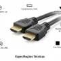 Cabo HDMI 1,5m Macho X Macho Full Hd E Ultra Hd 4k Com Suporte 3d Arc Para Tv Monitor Notebook Console