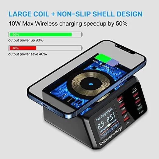 Imagem 2 de 3 do produto Estação Carregamento Usb 8 Portas Carregador 100w Rápido Para Técnico Bancada