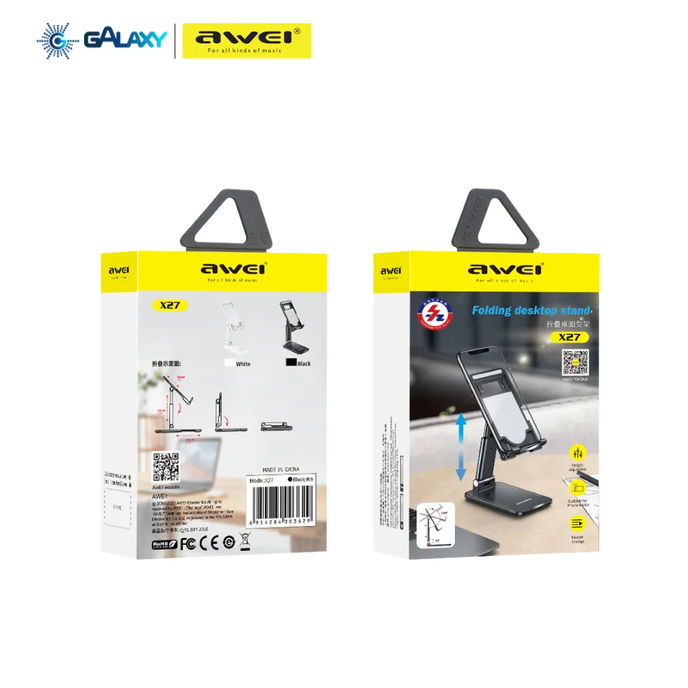 Imagem 2 de 2 do produto Suporte Celular Awei  X27  Compacto Portátil E Ângulo Regulável