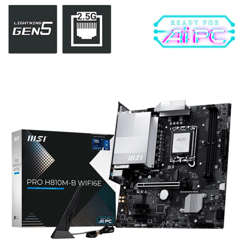Imagem 2 de 5 do produto Placa Mae (intel) Msi Pro H810m-b Wifi6e Ddr5 LGA 1851 Ultra Processors