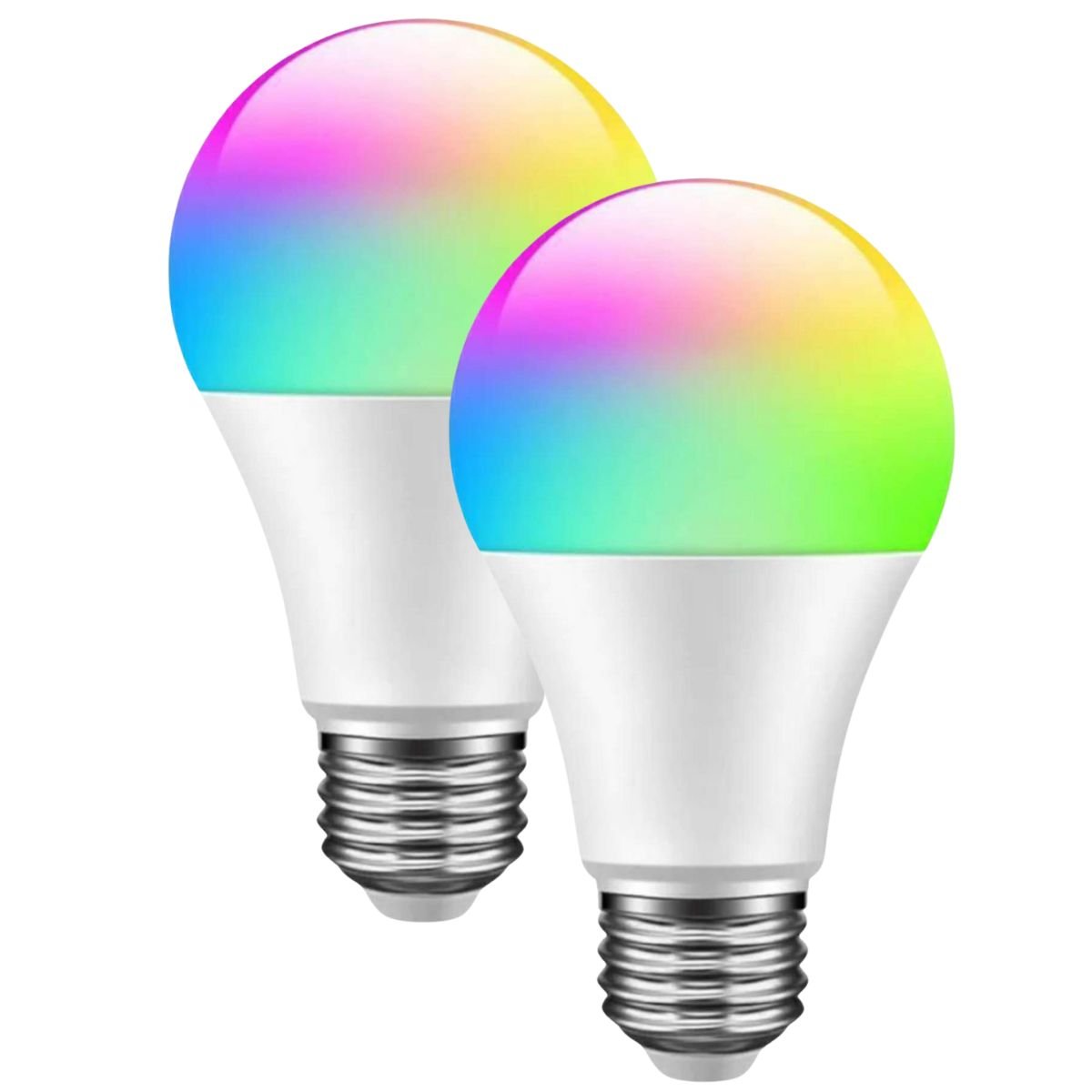 Kit 2 Lâmpadas RGB Inteligente 15w Wi-fi, Base E27, Compatível com Alexa, Google Assistent