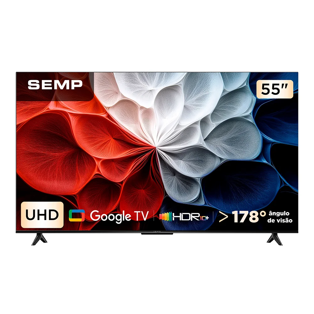 Smart TV Semp 55 Polegadas LED HVA 4K S62 WiFi Bluetooth Google TV 3 HDMI HDR10+ Dolby Audio 55S62 4