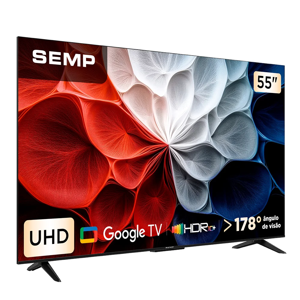Smart TV Semp 55 Polegadas LED HVA 4K S62 WiFi Bluetooth Google TV 3 HDMI HDR10+ Dolby Audio 55S62 5