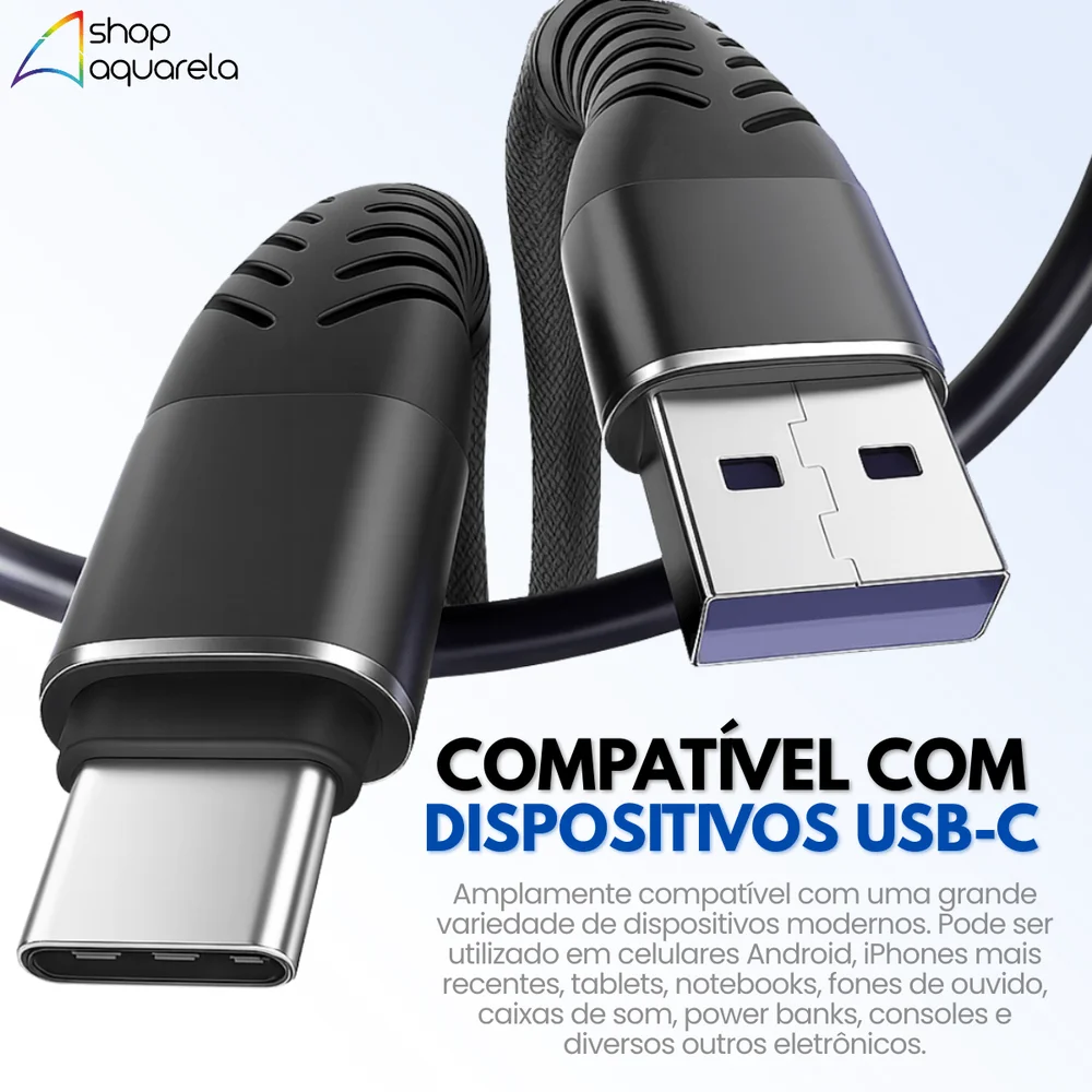 Imagem 3 de 5 do produto 3 Cabos Carregador Usb-c Reforçado 2 Metros