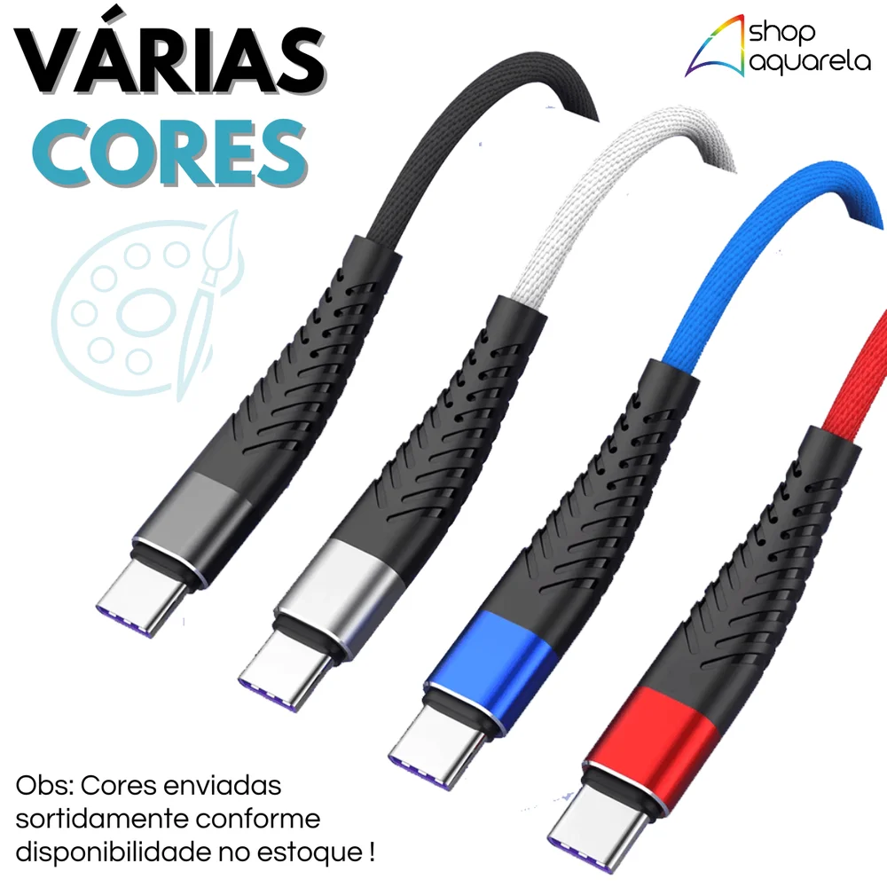Imagem 5 de 5 do produto 3 Cabos Carregador Usb-c Reforçado 2 Metros